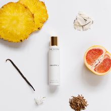 Load image into Gallery viewer, Olfactive pyramid of bossa wood alcohol-free perfume. Pineapple, coconut, vanilla, jazmin, grapefruit, sandalwood